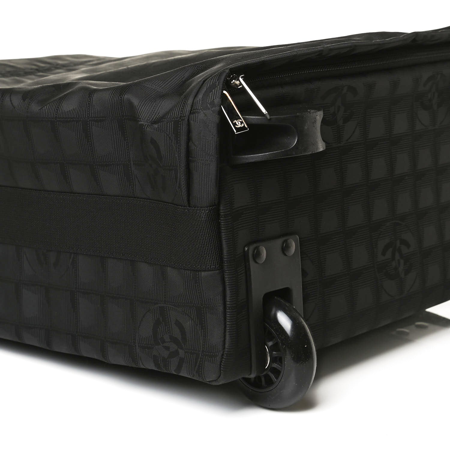 Chanel Nylon Travel Trolley Rolling Luggage Black 6 of 16