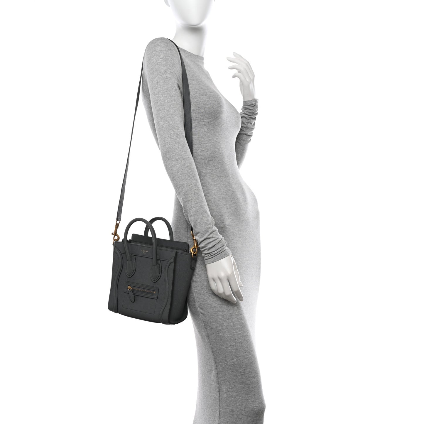 Drummed Calfskin Nano Luggage Kohl