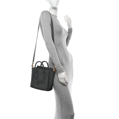 Celine Drummed Calfskin Nano Luggage Kohl 2 of 13
