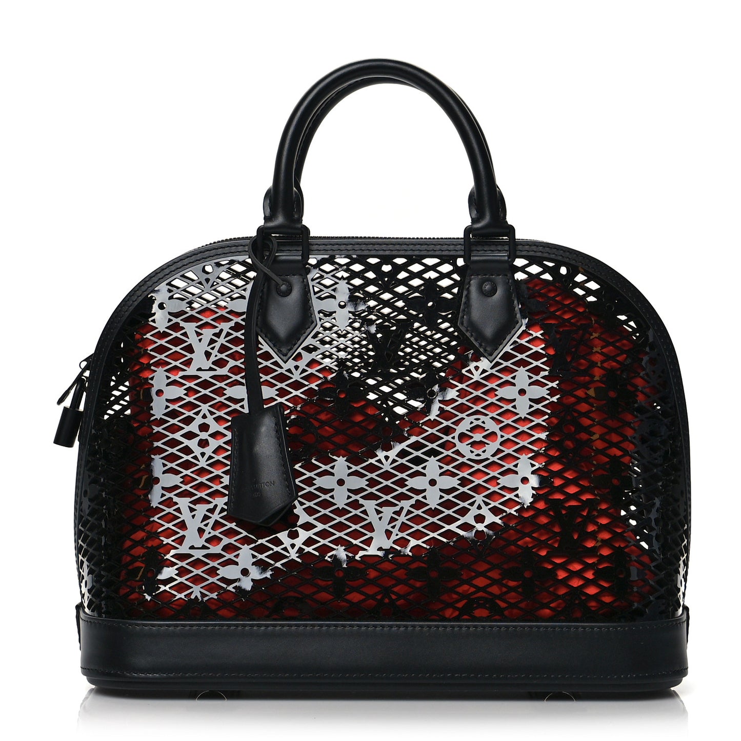 Patent Calfskin Laced Monogram Alma PM Black