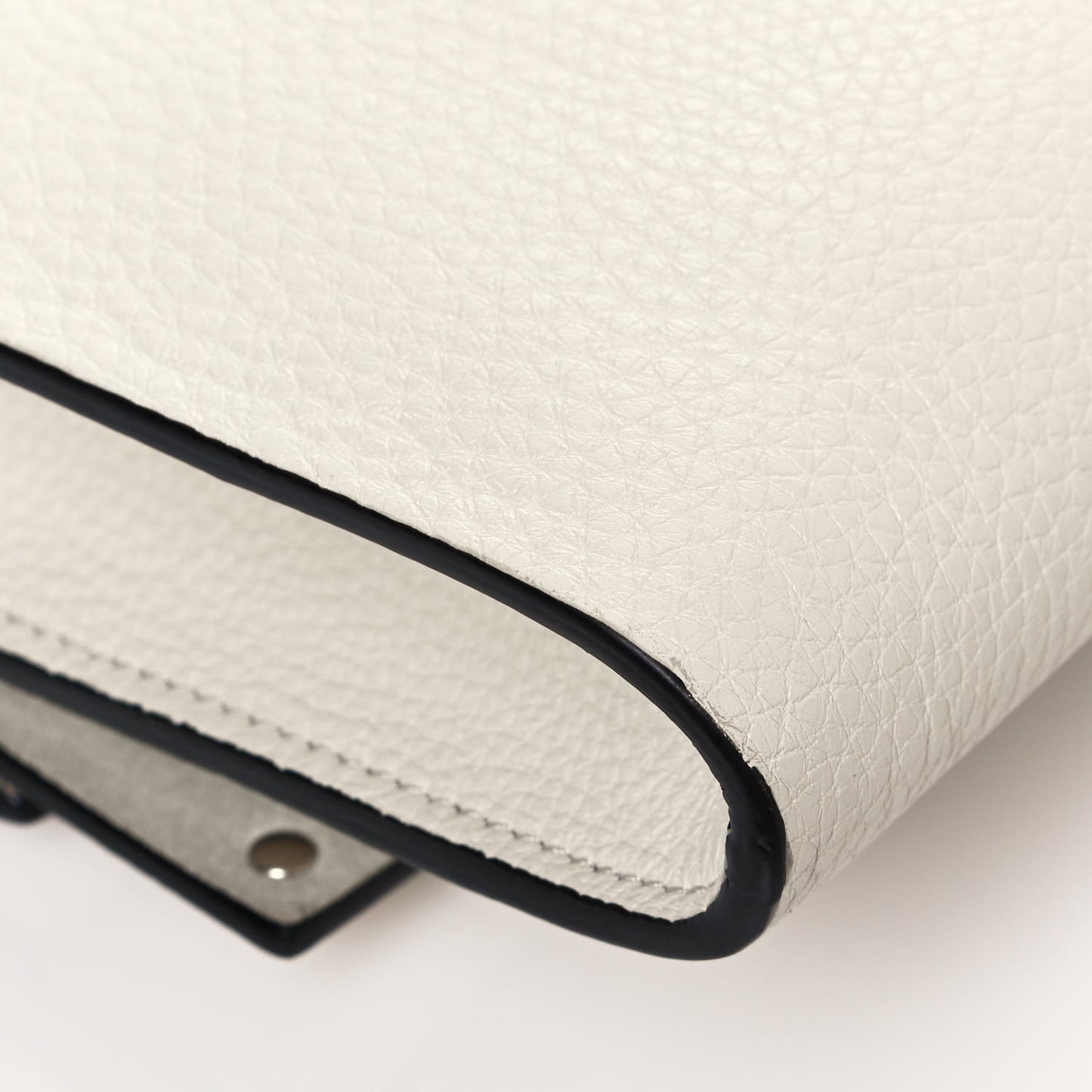 Pebbled Calfskin Rockstud Double Flap Crossbody Bag White