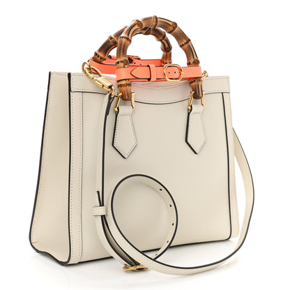 Gucci Wonka Grain Calfskin Small Diana Tote Bag Mystic White Orange Fluo 3 of 13