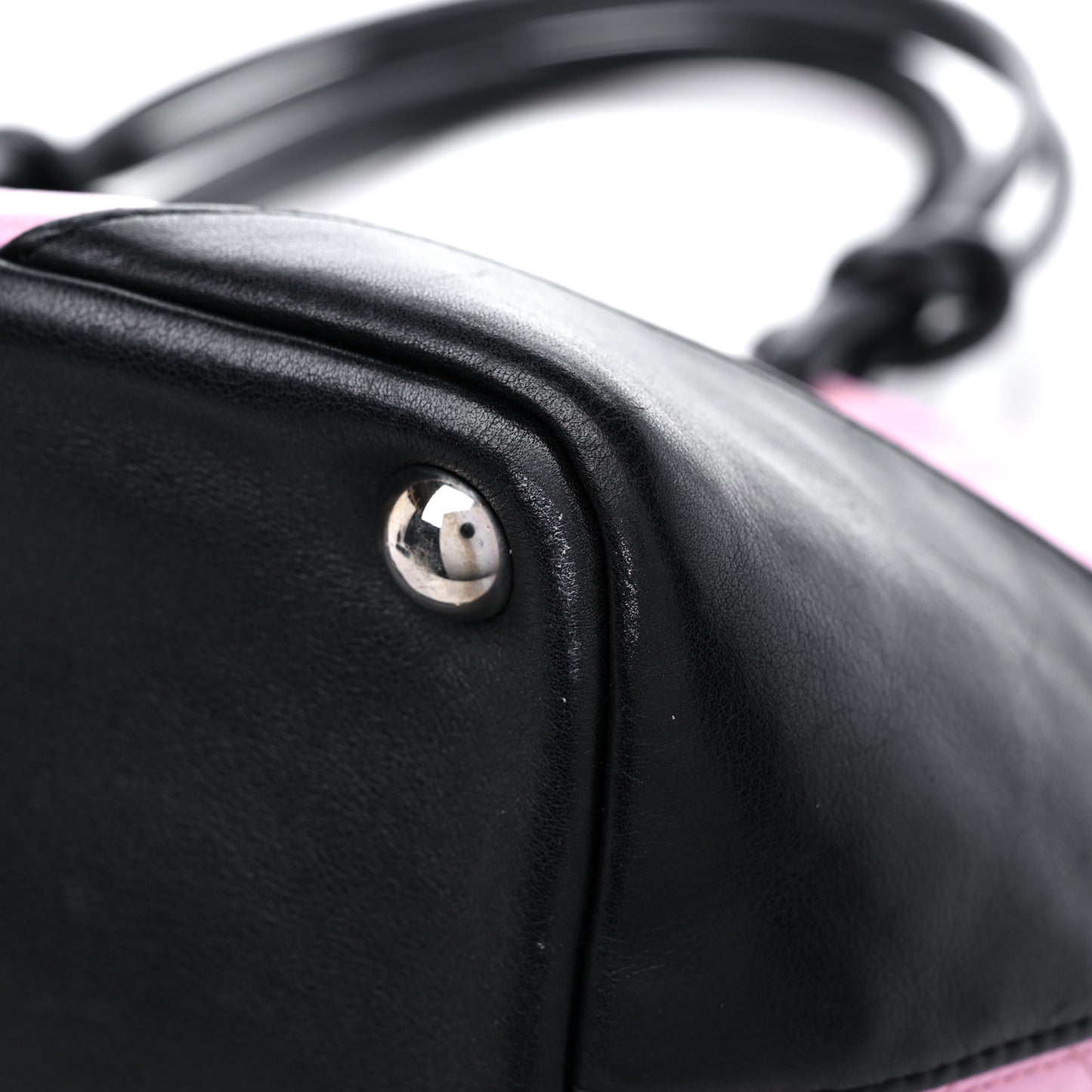 Calfskin Quilted Large Cambon Tote Pink Black