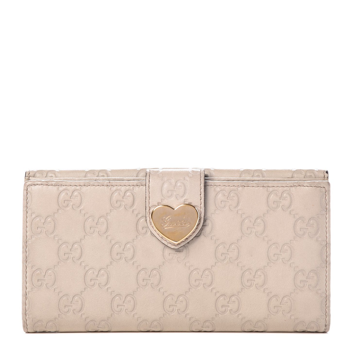 Guccissima Heart Continental Wallet Off White