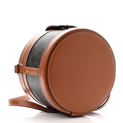Celine Calfskin Triomphe Canvas Medium Tambour Bag Tan 4 of 10