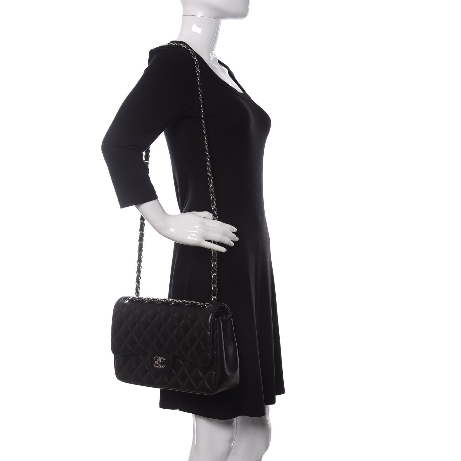 Chanel Lambskin Quilted Jumbo Double Flap Black 2 of 16