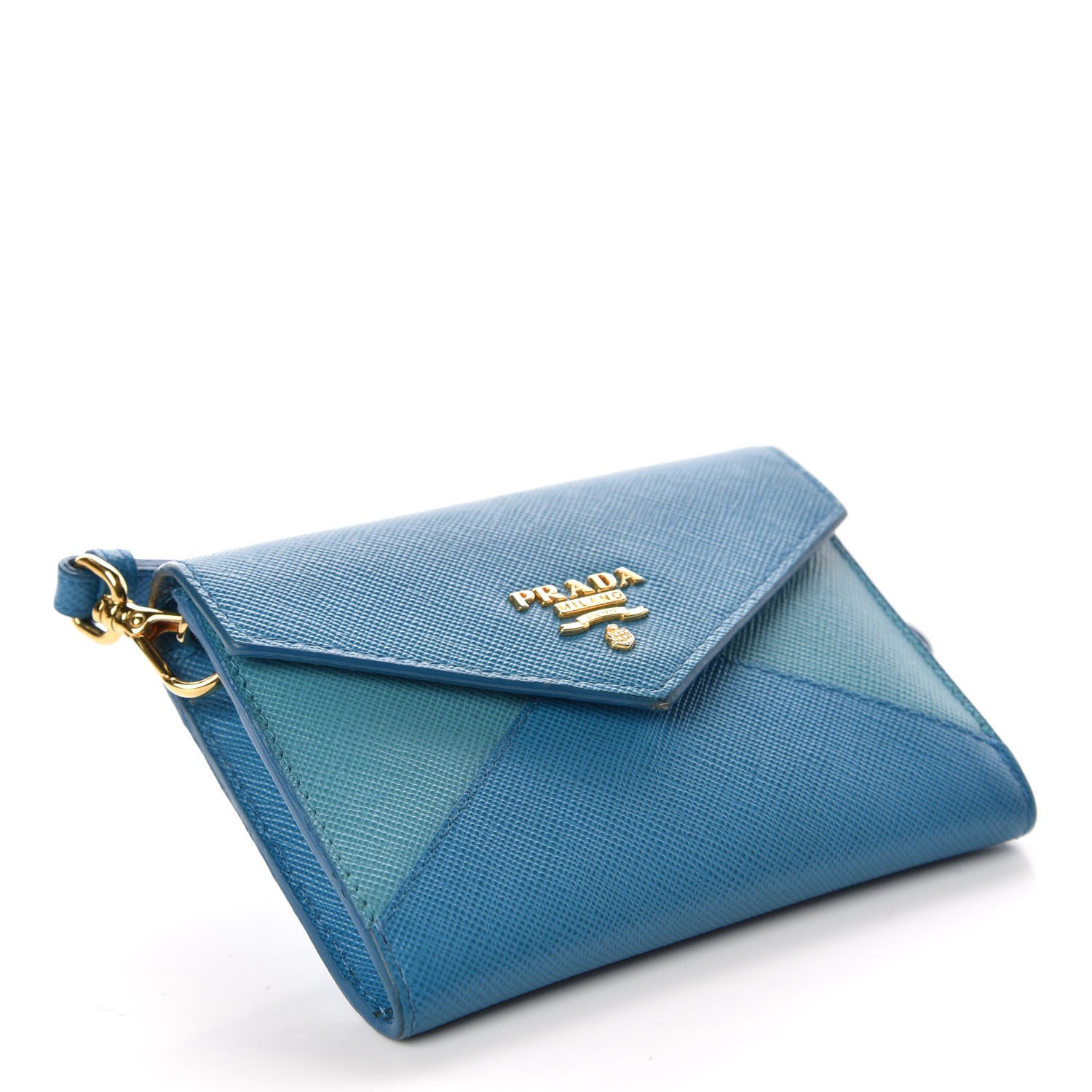Prada Saffiano Bi-Color Wristlet Wallet Celeste Voyage 4 of 7