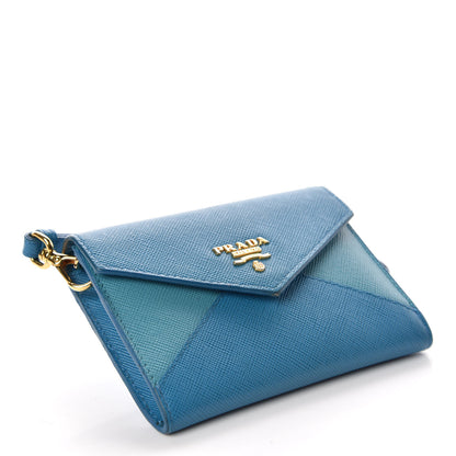 Prada Saffiano Bi-Color Wristlet Wallet Celeste Voyage 4 of 7