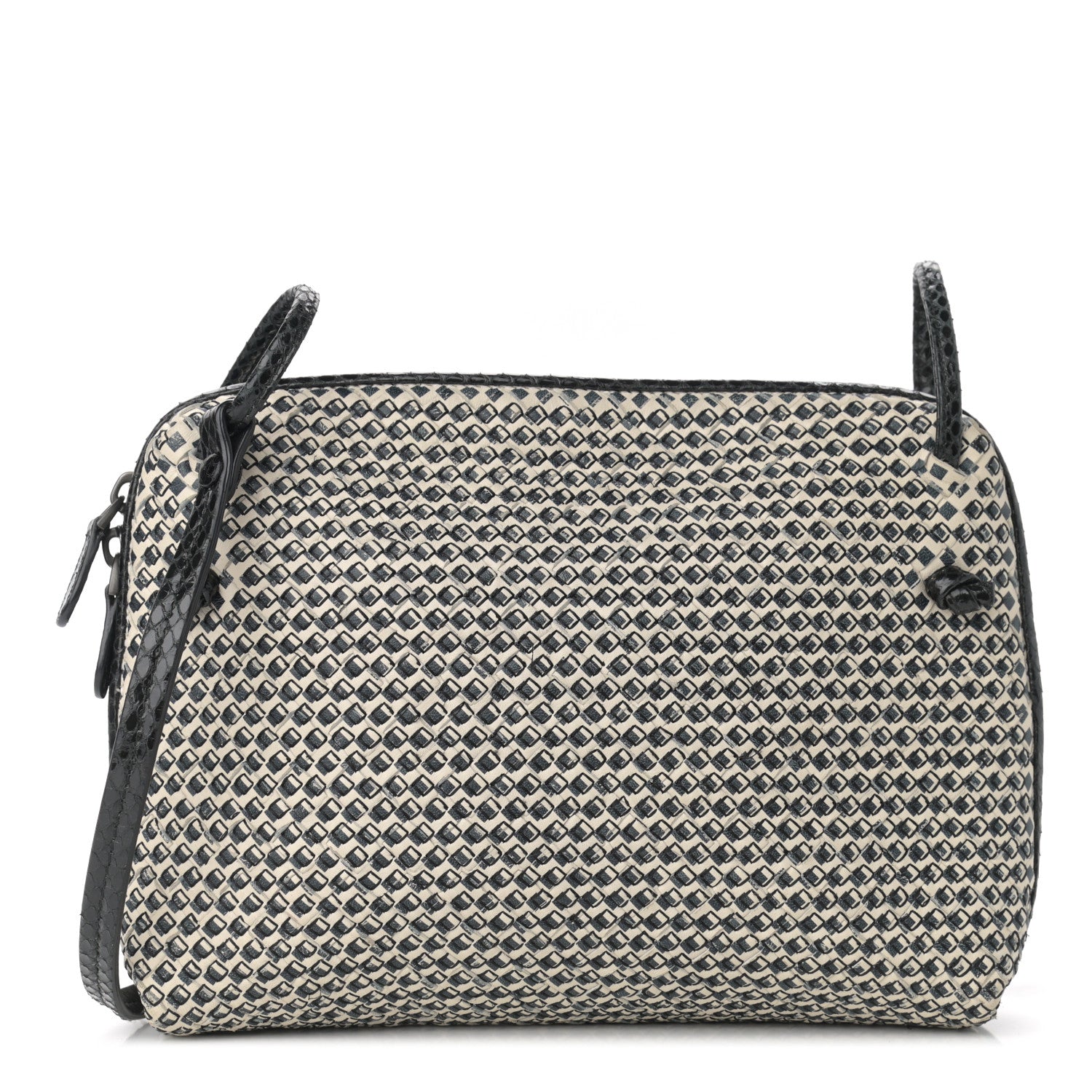 Bottega Veneta Nappa Ayers Cravaterria Intrecciato Nodini Bag Off White Black 1 of 10
