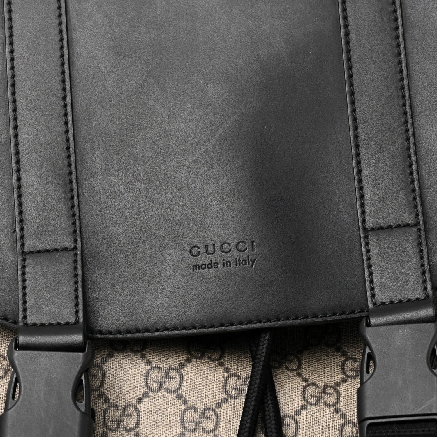 Gucci Soft GG Supreme Monogram Double Buckle Backpack Beige Black 8 of 13