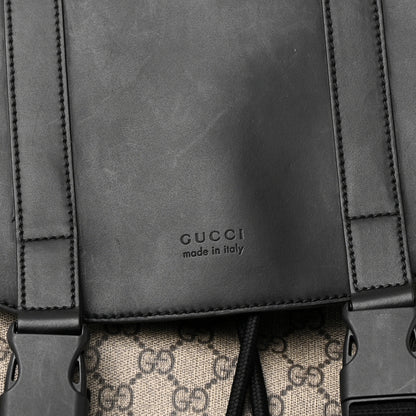 Gucci Soft GG Supreme Monogram Double Buckle Backpack Beige Black 8 of 13