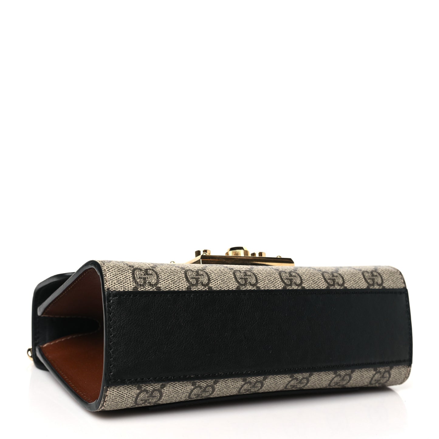 GG Supreme Monogram Calfskin Small Padlock Shoulder Bag Beige Black Cuir