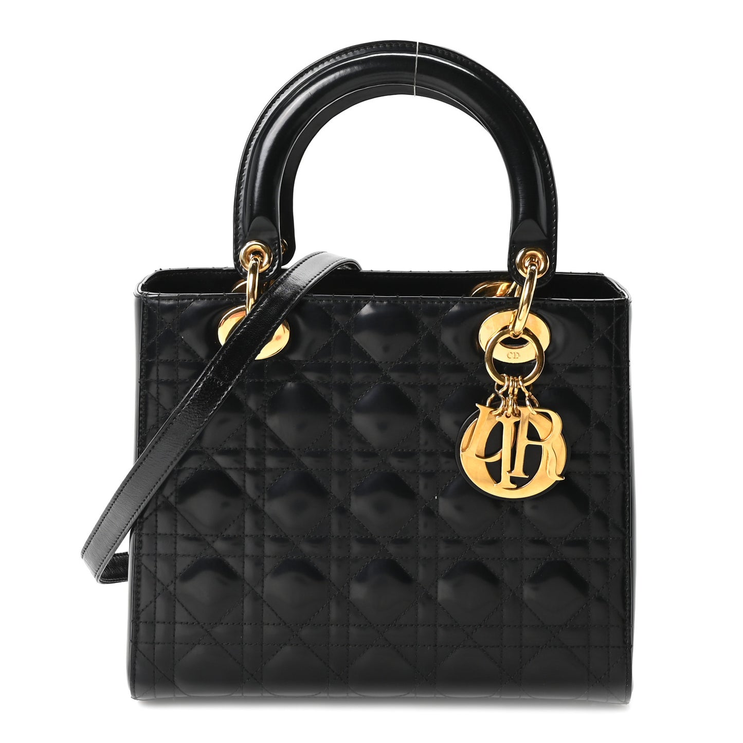 Patent Cannage Medium Lady Dior Black