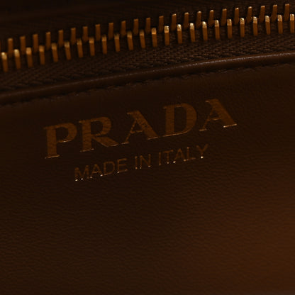Prada City Calfskin Metal Triangle Logo Tote Caramel 6 of 10