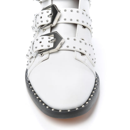 Givenchy Calfskin Studded Prue Buckle Booties 38 White 10 of 11
