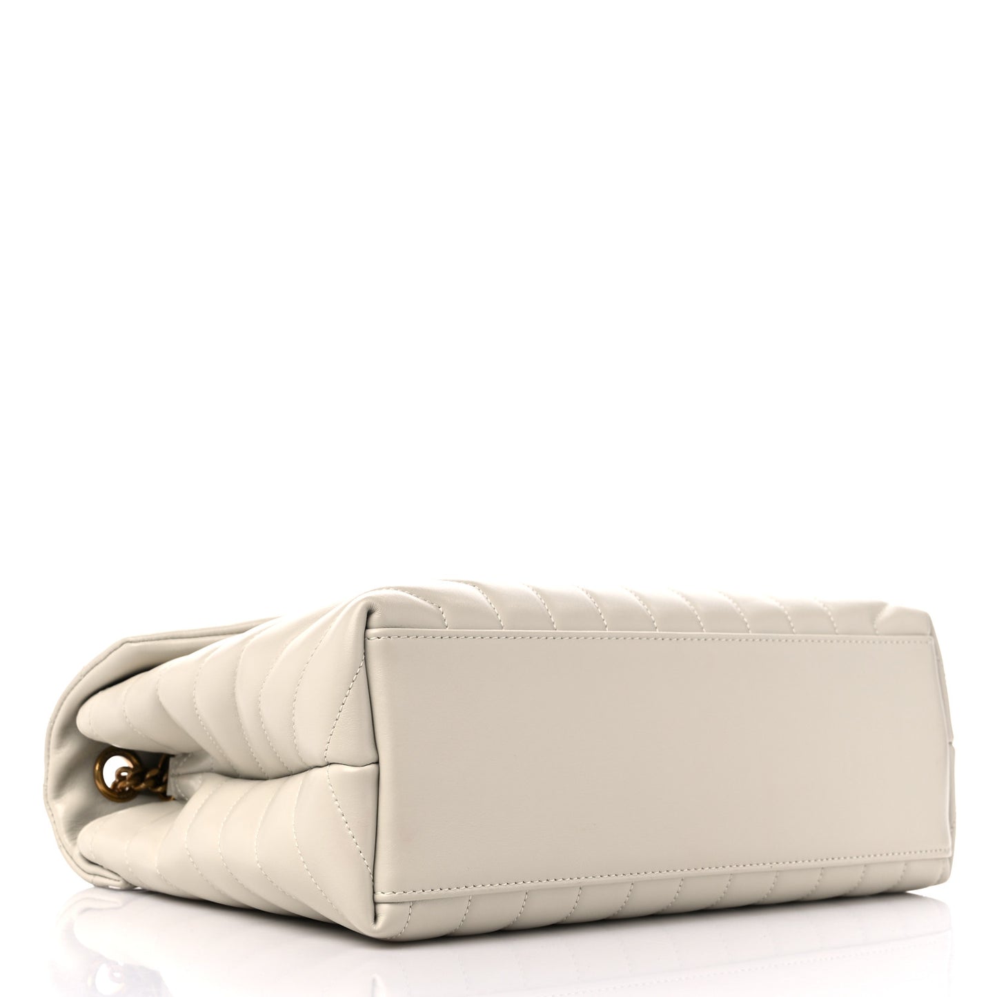 Calfskin Y Quilted Monogram Medium Loulou Chain Satchel Crema Soft