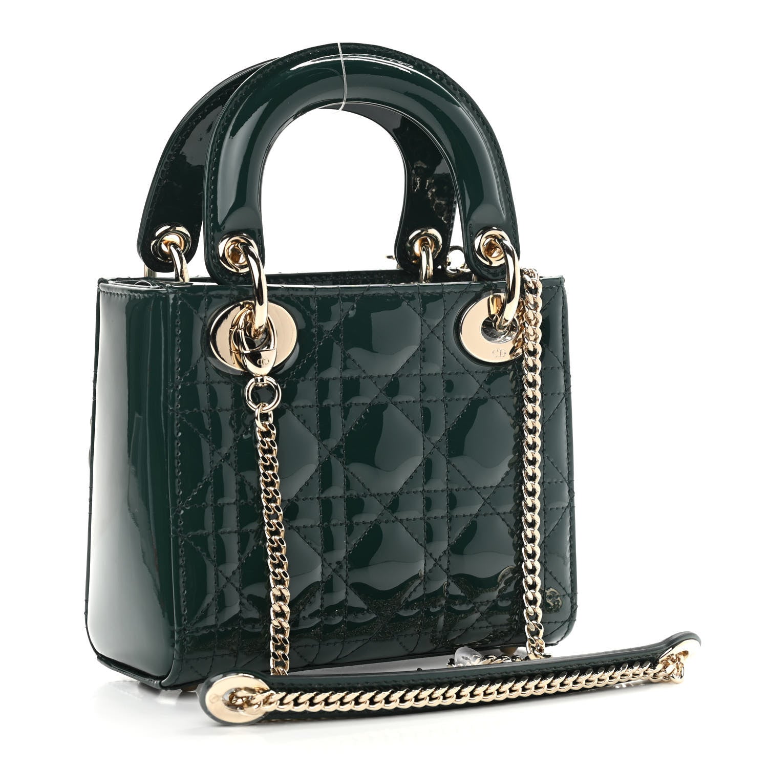 Christian Dior Patent Cannage Mini Lady Dior Pine Green 3 of 11