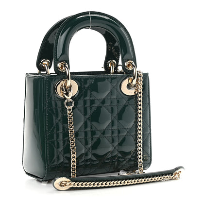 Christian Dior Patent Cannage Mini Lady Dior Pine Green 3 of 11