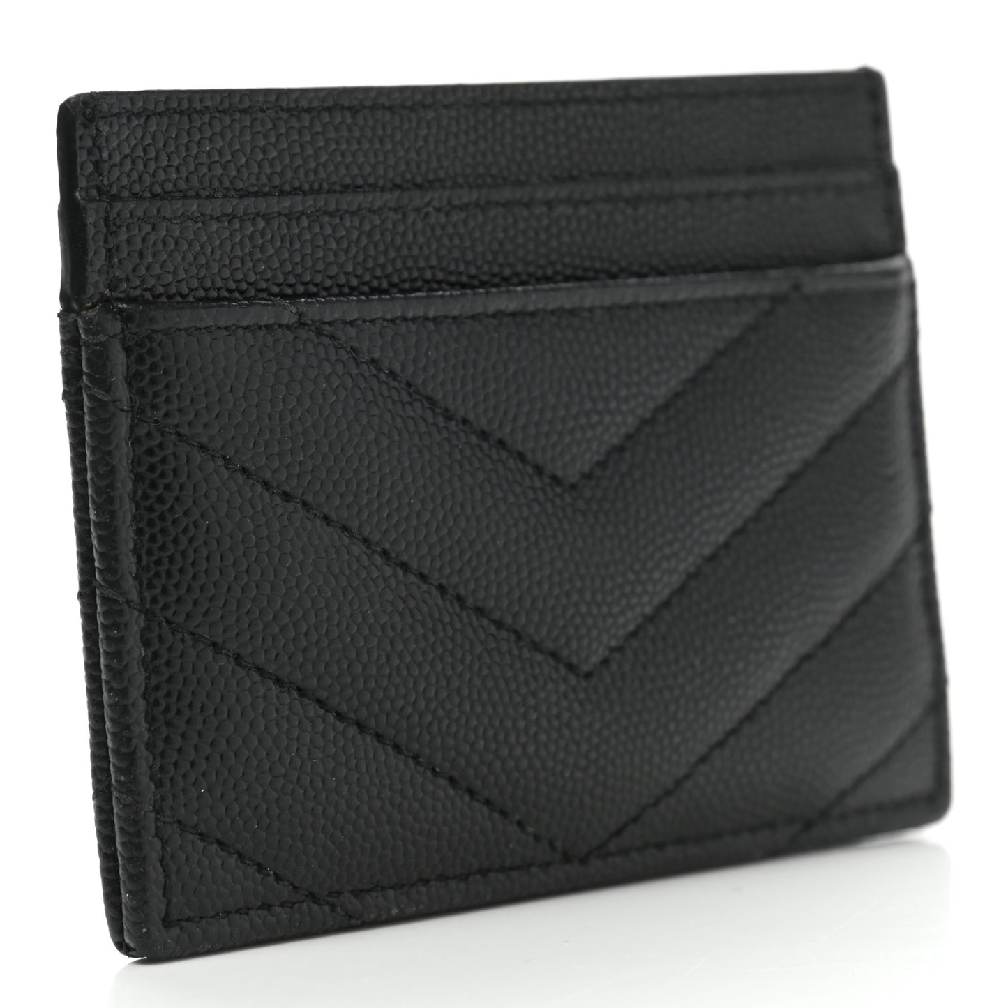 Grain De Poudre Matelasse Chevron Monogram Credit Card Case Black