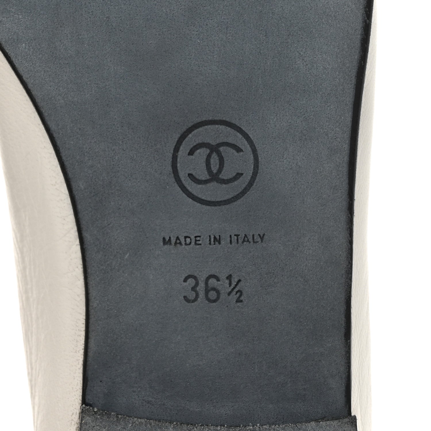 Chanel Lambskin Cap Toe CC Ballerina Flats 36.5 Grey Black 7 of 8