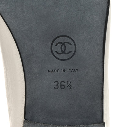 Chanel Lambskin Cap Toe CC Ballerina Flats 36.5 Grey Black 7 of 8