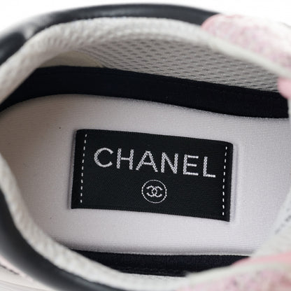 Chanel Tweed Suede Calfskin CC Sneakers 38.5 Gray Pink 7 of 8