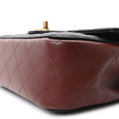 Chanel Calfskin Quilted Small Strap Into Flap Bag Black Burgundy 10 of 10