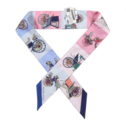 Hermes Silk Les Voitures Exquises Twilly Bleu Rose Vert 1 of 4