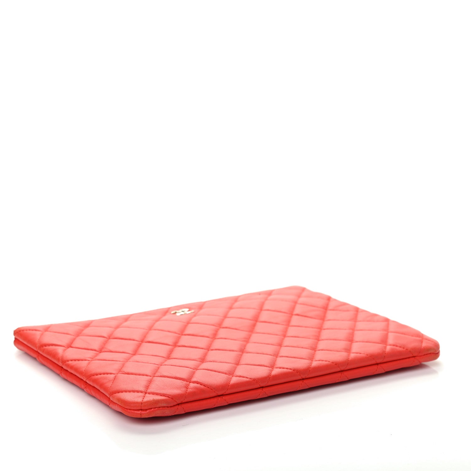 Chanel Lambskin Quilted Medium Cosmetic Case Red 3 of 4
