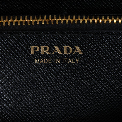 Prada Saffiano Metal Bar Flap Wallet Black 6 of 6