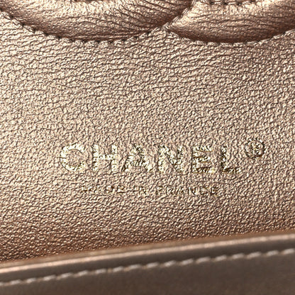 Chanel Metallic Lambskin Plisse Medium Double Flap Gold 6 of 9