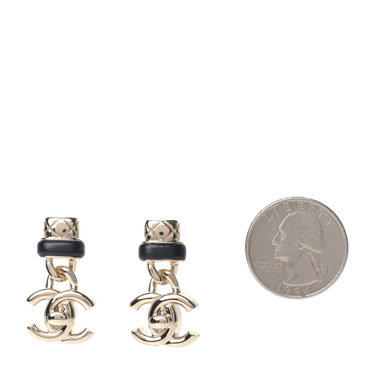 Chanel Lambskin CC Turnlock Drop Earrings Gold Black 2 of 4