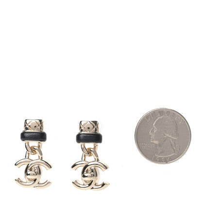 Chanel Lambskin CC Turnlock Drop Earrings Gold Black 2 of 4