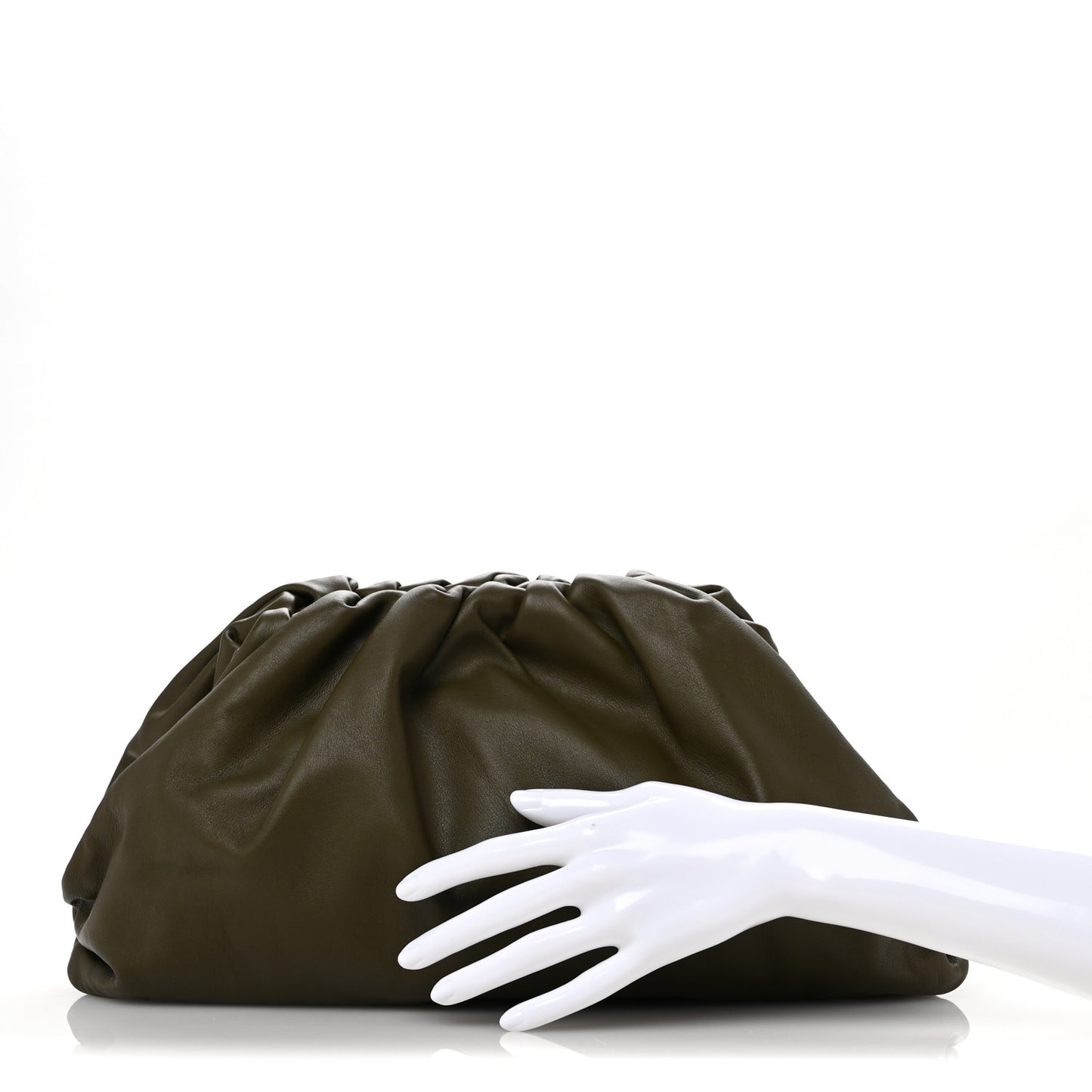 Smooth Butter Calf The Pouch Oversized Clutch Kaki Fondent