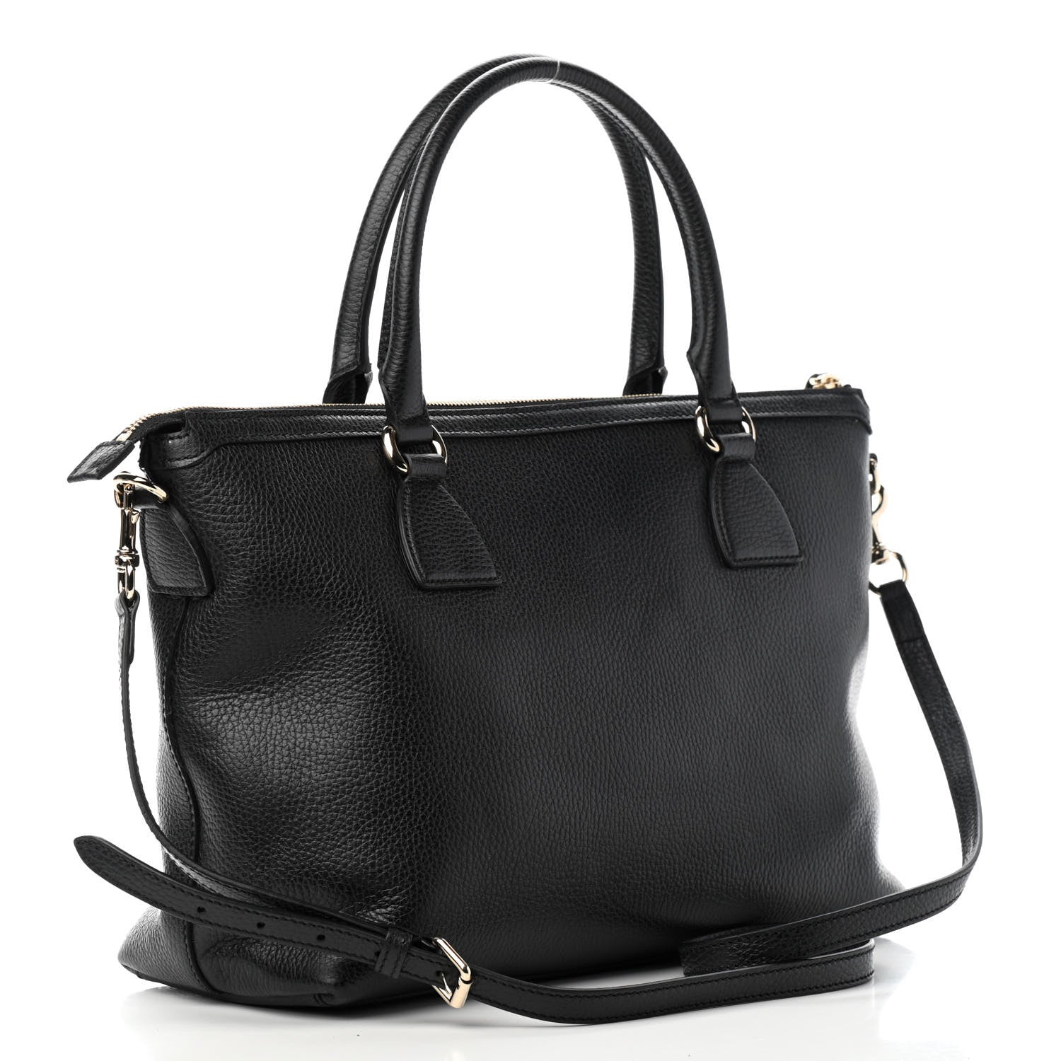 Gucci Dollar Calfskin GG Charm Satchel Black 2 of 6