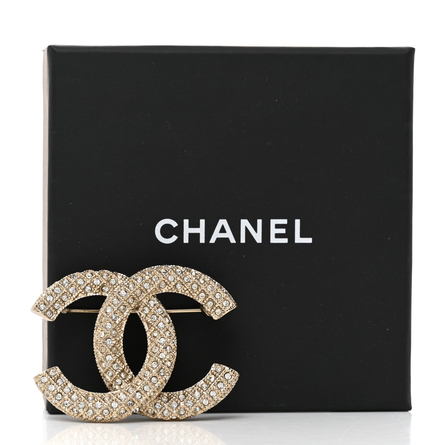 Chanel Crystal CC Brooch Light Gold 4 of 4