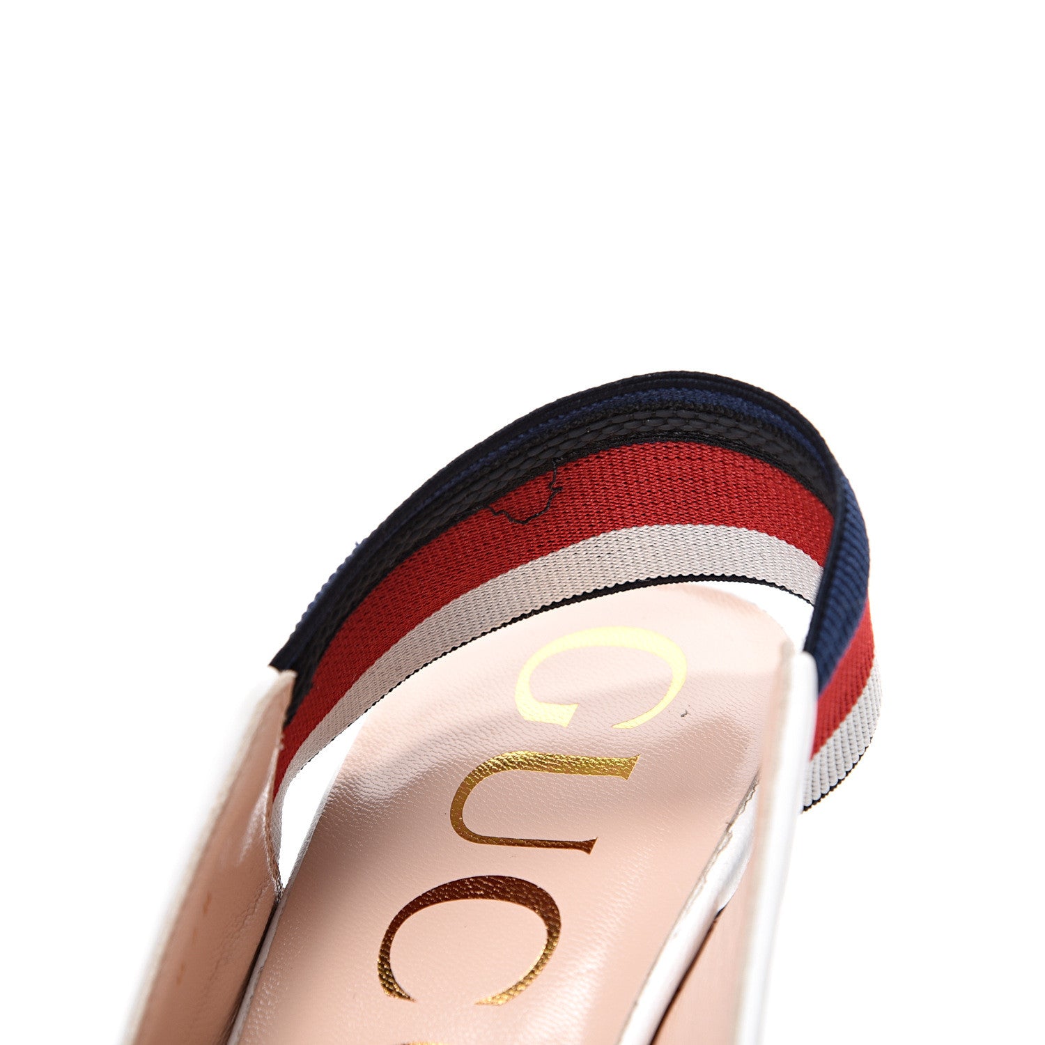 Gucci Malaga Kid Web Sylvie Mid Heel Slingback Pumps 39 White 11 of 11