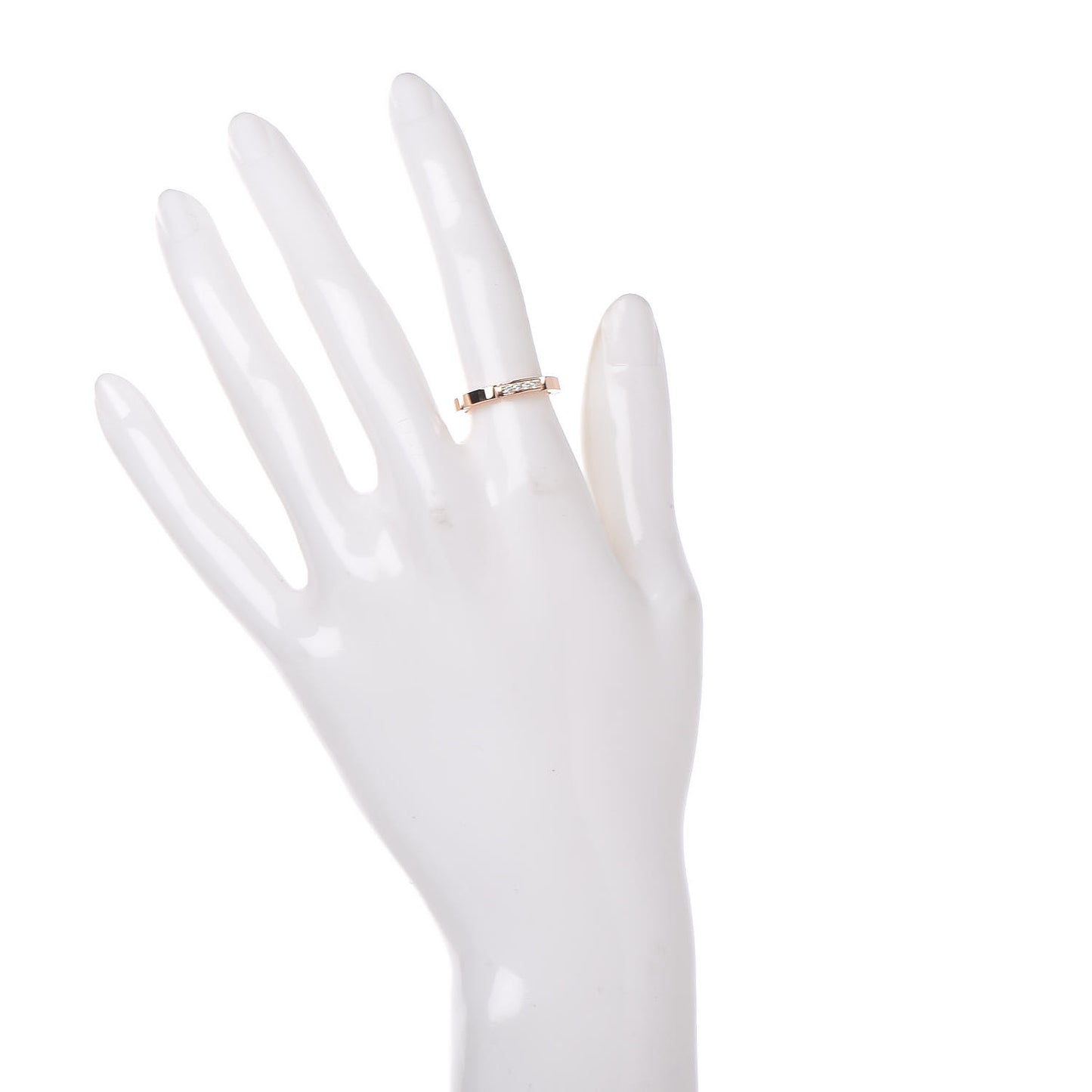 18K Pink Gold Diamond Maillon Panthere Wedding Band Ring 50 5.25