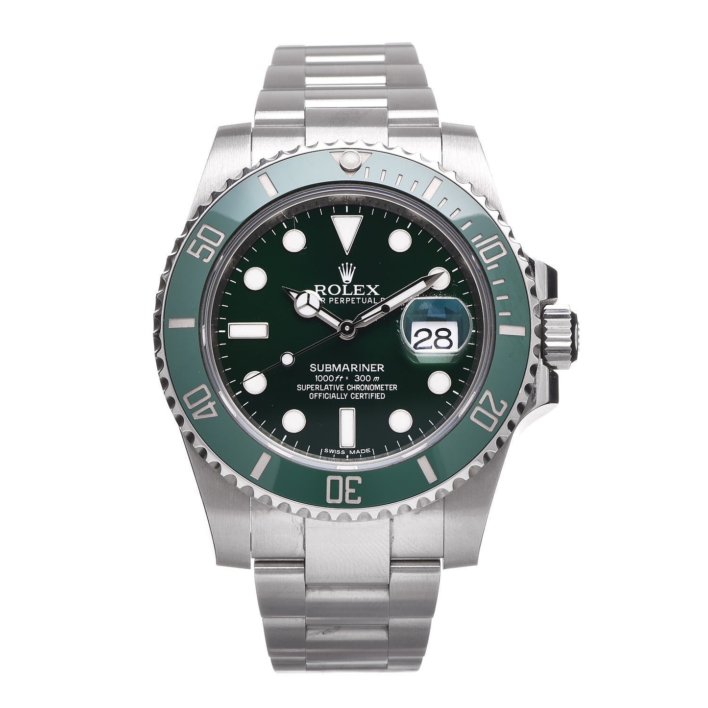 Stainless Steel 40mm Oyster Perpetual Submariner Date Hulk Watch Green 116610LV