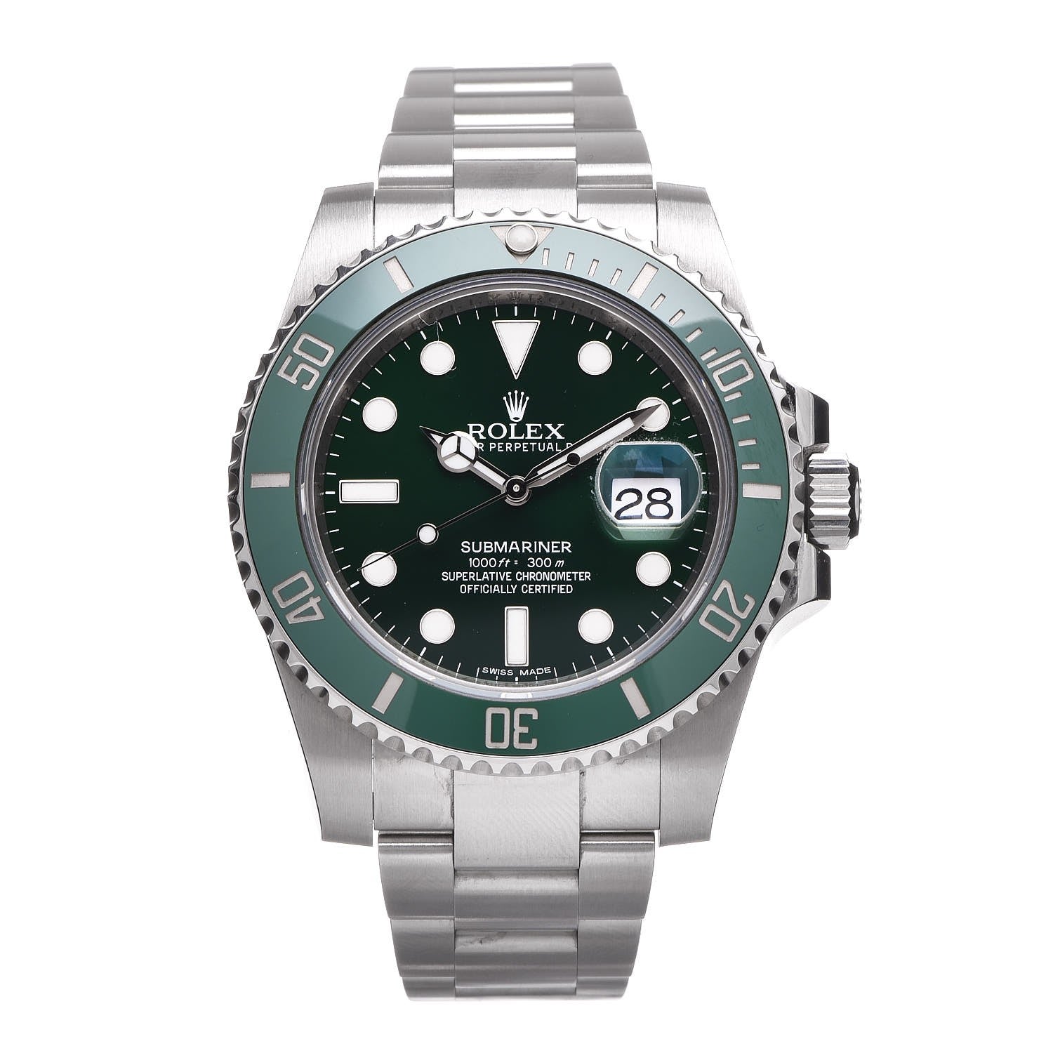 Rolex Stainless Steel 40mm Oyster Perpetual Submariner Date Hulk Watch Green 116610LV 1 of 8