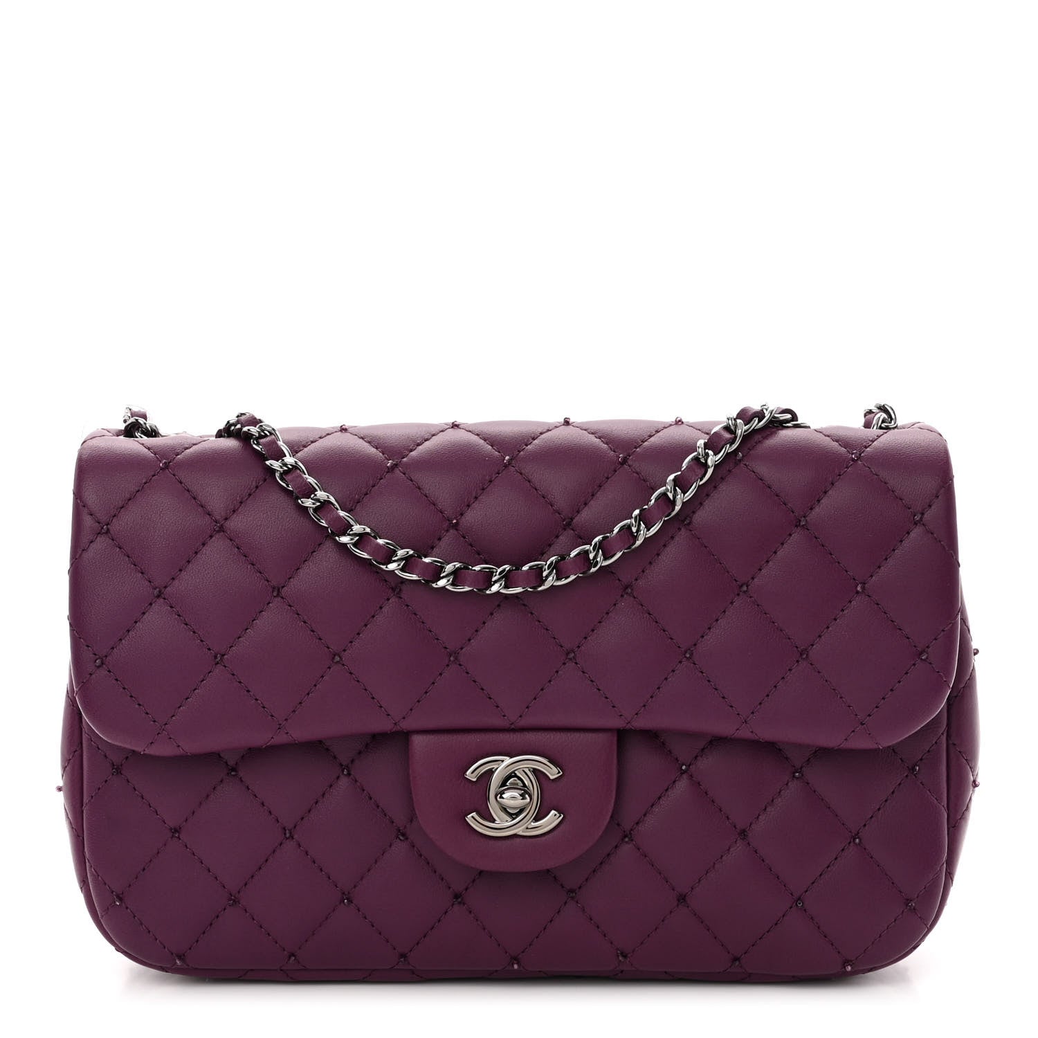 Chanel Lambskin Quilted Studded Flap Purple 1 of 10