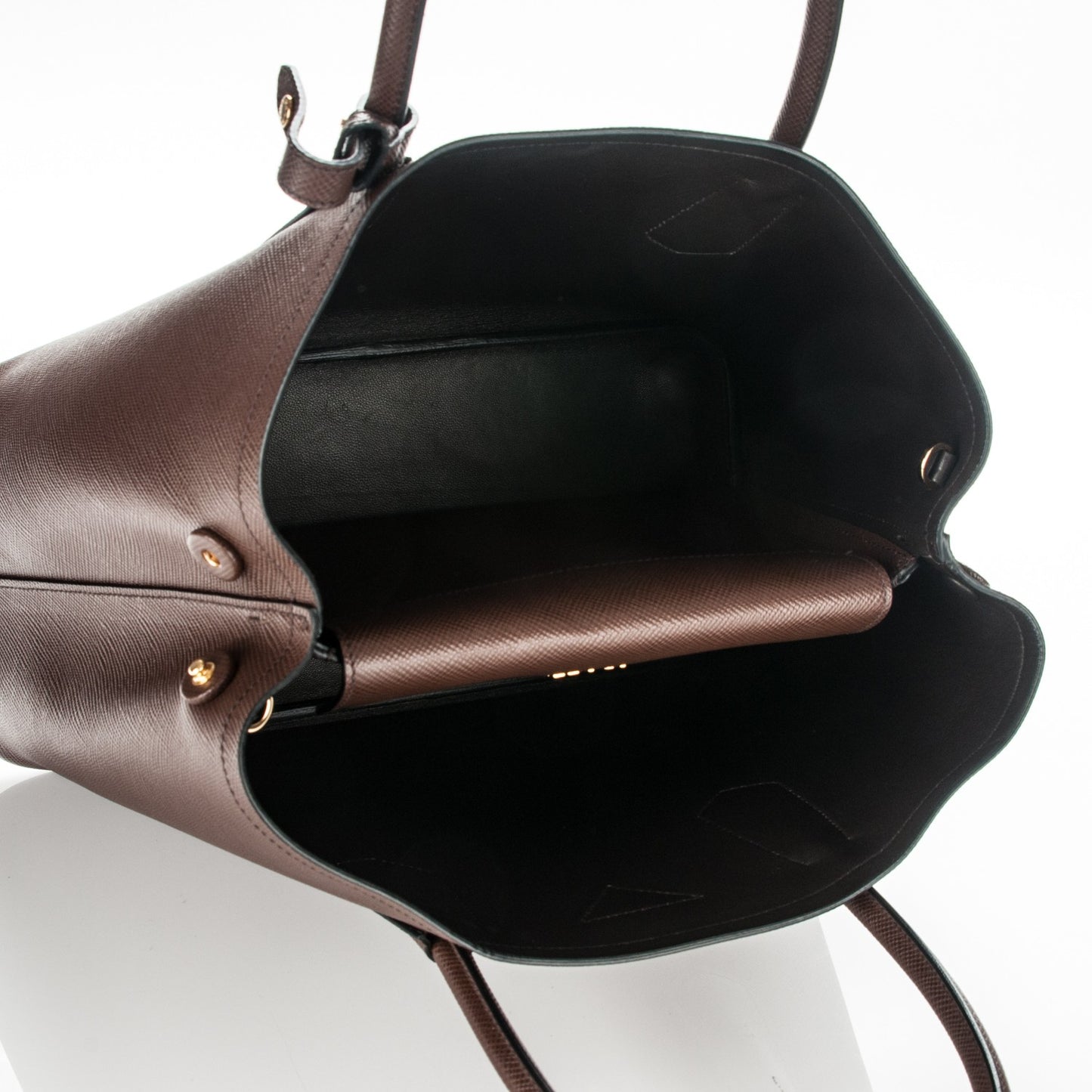 Saffiano Cuir Small Double Bag Cacao
