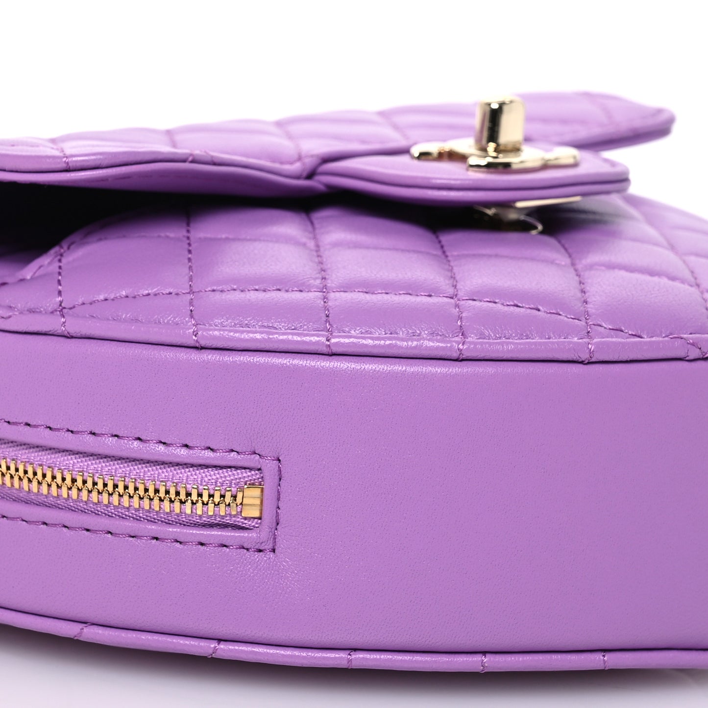 Lambskin Quilted CC In Love Heart Bag Purple