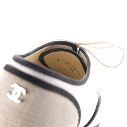 Chanel Cotton Lace Up Espadrilles 39 Light Beige 8 of 11