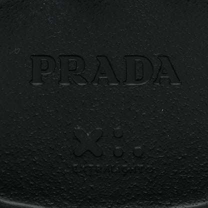 Prada Spazzolato Rois Re-Nylon Metal Triangle Logo Monolith Pouch Pocket 55mm Boots 40.5 Black 7 of 13