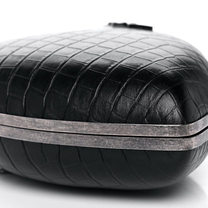 Saint Laurent Calfskin Crocodile Embossed Monogram Love Box Bag Black 8 of 11