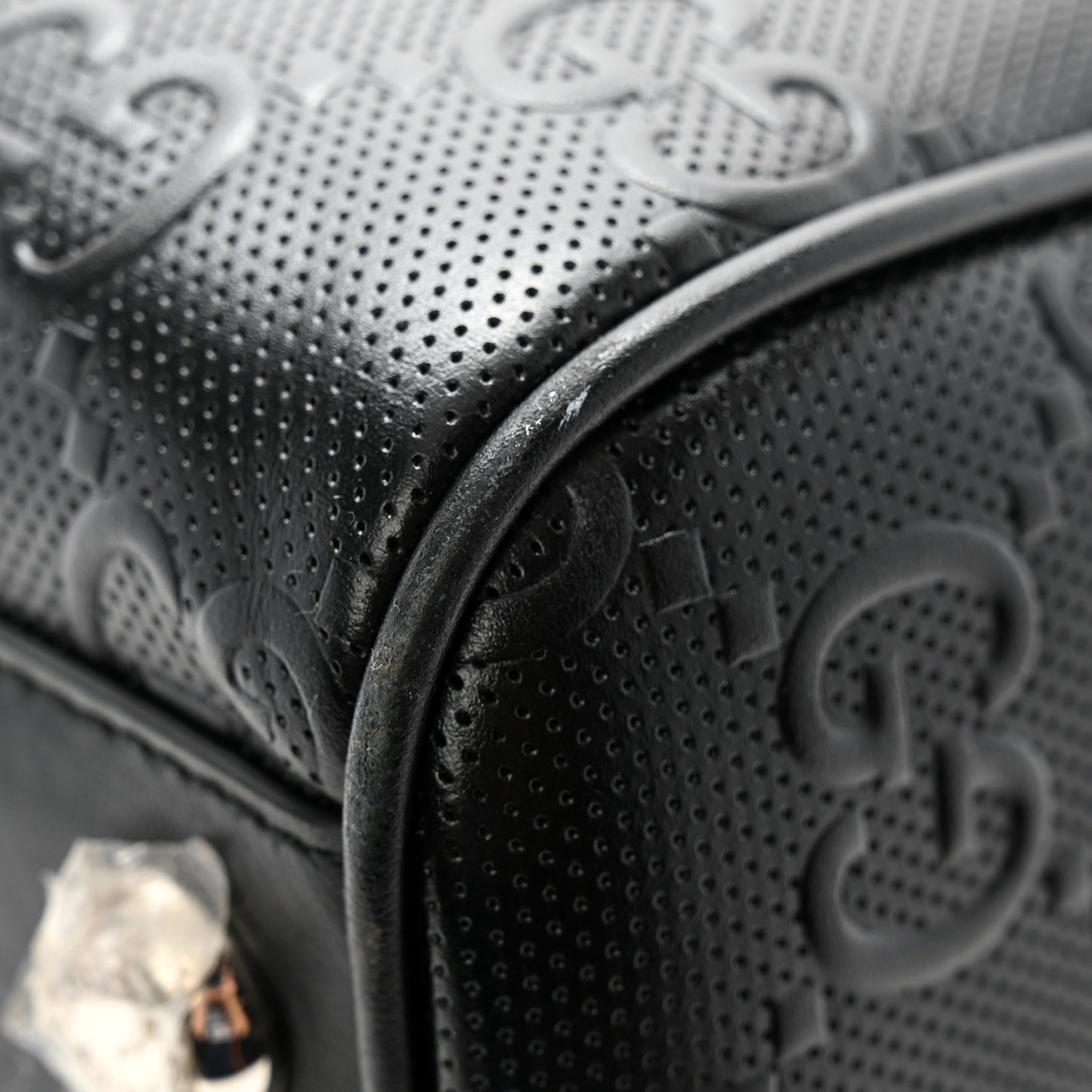 Calfskin GG Tennis Embossed Duffle Bag Black
