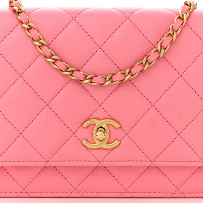Chanel Lambskin Quilted CC Pearl Crush Wallet on Chain WOC Pink 9 of 13