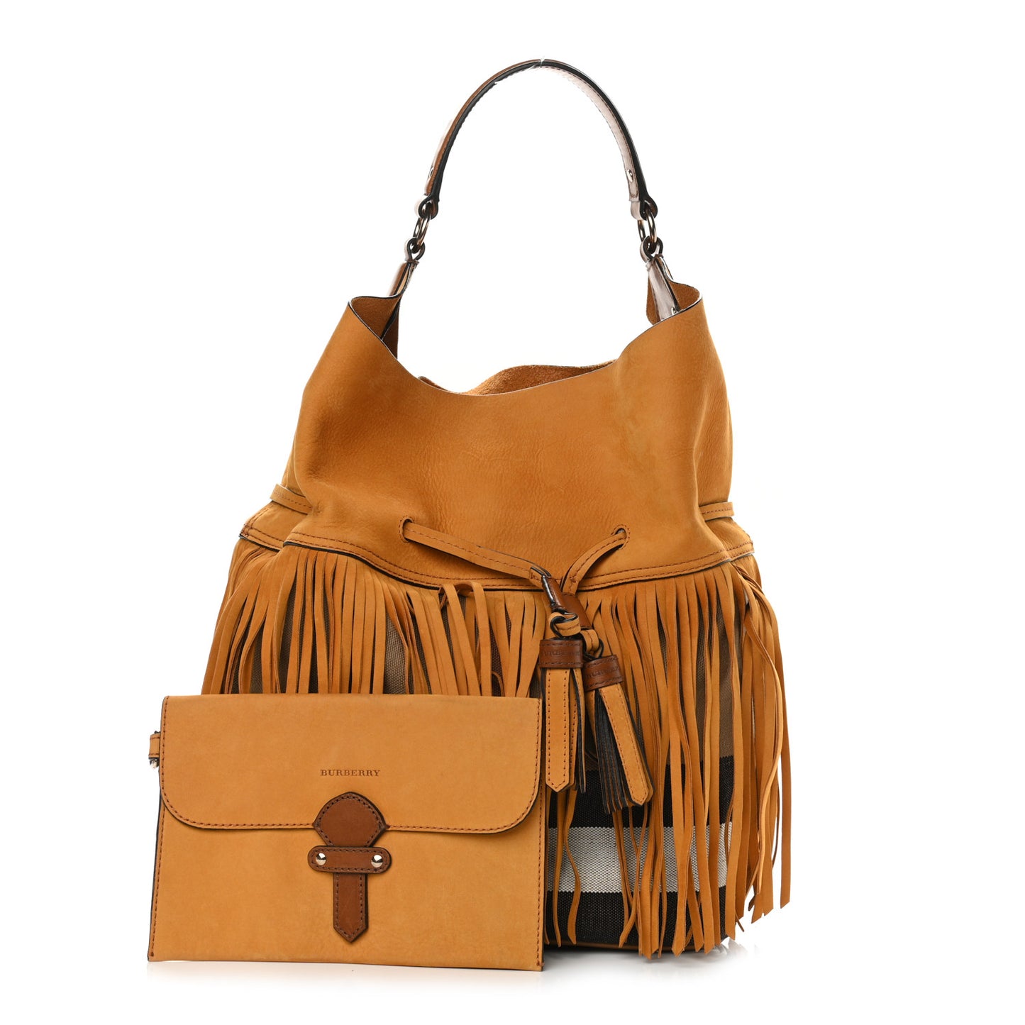 Suede Fringe Large Belgrove Bucket Bag Tan
