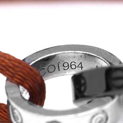 Cartier 18K White Gold Ceramic 4 Diamond LOVE Cord Bracelet Brown 5 of 7